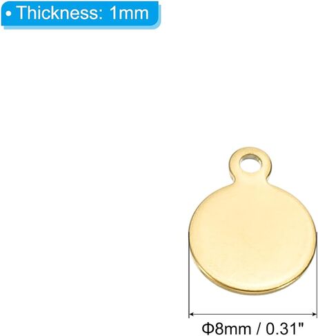 PATIKIL 12mm Steel Disc, 24pcs Metal Stamping Blanks Tags Circle Stainless Steel Pendants Round Gourd Metal Plate DIY with Hole for Laser Engraving Stamping Keychain Making Gold Tone in Saudi Arabia