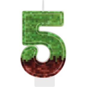 Birthday Number Candle, Green Brown Birthday Number Candles Paraffin Pixel Birthday Cake Toppers Cake Decorations for Birthday Miner Game Party Decoration (Number 8)