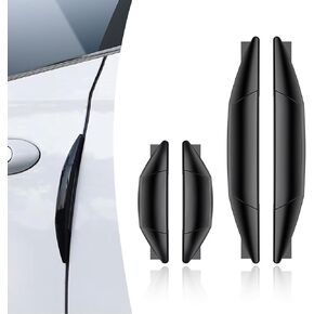 Pack-4 Car Door Anti-Collision Strip, 5.7"/3.1" x 0.8" x 0.7" Hollow Buffer Shock-Absorbing Device, Side Groove Closely Fit Decoration, Universal for Car Side Door Edge Protector (Transparent)