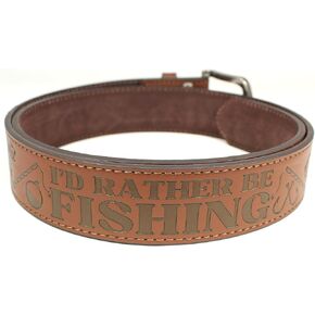 I'd Rather Be Leather Belt Strap and Metal Buckle 1.5" Wide with Snaps - Great Gift for Golfing, Hunting, Fishing, Gaming