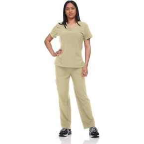 V Neck Unisex Scrub Set, Top and Pants Lightweight Stretch Fabric for Home Attendant and Nurse Uniform