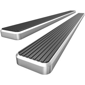 APS (Polished Silver 6in Stainless Steel Running Boards Nerf Bars Compatible with Chevy Silverado GMC Sierra 1500 2007-2018 & 2500 HD 3500 HD 2019 Crew Cab (Exclude 07 Classic)