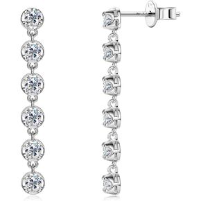 AINUOSHI Moissanite Dangle Earrings for Women Lab Created Diamond Linear Drop Earrings with GRA Certificate 14k gold Plated 925 Sterling Silver Post Dainty Dangling Chandelier Earrings for Everyday Wear Wedding Bridal Prom