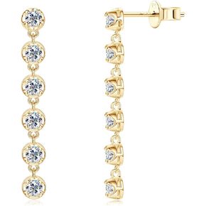 AINUOSHI Moissanite Dangle Earrings for Women Lab Created Diamond Linear Drop Earrings with GRA Certificate 14k gold Plated 925 Sterling Silver Post Dainty Dangling Chandelier Earrings for Everyday Wear Wedding Bridal Prom