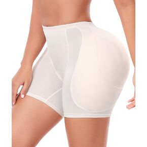 Women Hip Padded Shapewear Booty Lifter Butt Enhancer Removable 4 Thicker Pads Control Panty for Bigger Butt, Beige, Medium