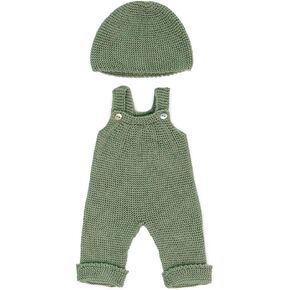 Miniland Clothes for Dolls 15'' Knitted Outfit Overall & Beanie Hat - ECO, Made in Spain, Quality, Role Play, Educational