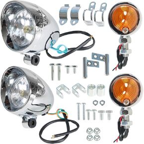 LABLT Motorcycle Chrome Passing Driving Spot Fog Light Turn Signal Light Set Replacement for Honda Yamaha Kawasaki