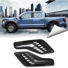LED Front Fender Side Marker Light Fit For Ford F-150 F150 Raptor R Crew Cab Pickup Truck 2023 2024 Amber Sequential Turn Signal Light White Daytime Running Light Fog Lamp