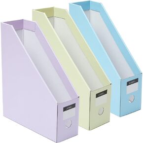 Y YOMA 12 Pack Cardboard Magazine File Holder Collapsible Magazine Holder with Labels Colored Magazine Storage Box for Desktop Shelves Document Storage Box, Pastel Design