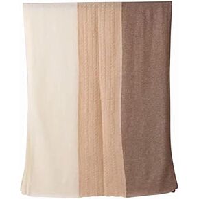 NEVER-DYED Luxurious 100% Cashmere Knitted Scarf Shawl in Undyed Natural Color Pashmina Wrap, Thick, Brown/Cream/Beige, Beige,brown,off-white