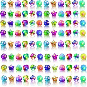 48 Pack LED Light Up Rings, Glow in the Dark Party Supplies, 6 Style Flashing Glow in the Dark Rings for Adults & Kids Birthday Party Favors,Classroom Prizes,Concert,Goodie Bag Fillers, Raves