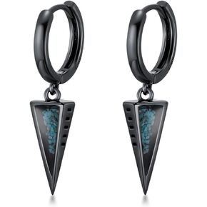 Black Cross/Feather/Sword/Spike Dangle Drop Earrings for Men Women 925 Sterling Silver Hypoallergenic Turquoise Punk Hoop Earrings Punk Jewelry Gothic Birthday Gifts