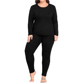 SWOMOG Plus Size Thermal Underwear Sets for Women Long Johns Base Layer Set 2 Pcs Underwear Top & Bottom Pajama Set in Kuwait