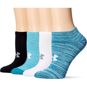 Under Armour Women's Essential No Show Socks, 6-Pairs, Black/Anthracite/Black, Medium