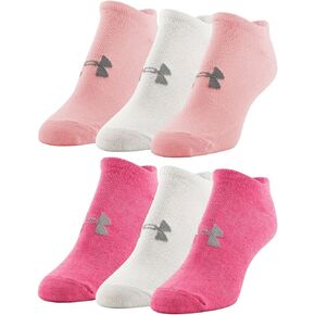 Under Armour Women's Essential No Show Socks, 6-Pairs, Black/Anthracite/Black, Medium