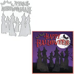 Halloween Witches Cutting Dies Halloween Die Cuts for Card Making, Happy Halloween Words Bats Die Cut Embossing Stencil Template Tool for DIY Scrapbooking Photo Album Card Craft Decoration Supplies