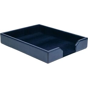 DACASSO Bonded Leather Desktop Letter Tray - Luxury Letter Holder & Paper Organizer for Desk - Office Organization & Executive Desk Decor - (Navy Blue) 13.5 x 10.5 x 2