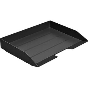 Acrimet Stackable Letter Tray Single Side Load, Plastic, Desktop File Organizer (Black Color) (1 Unit)