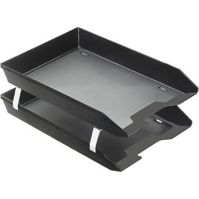 Acrimet 2 Tier Front Load Letter Tray Facility, Desktop File Organizer, A4 Letter Size Paper Organizer, Storage Solution Paper Tray for Office, Home, Classroom (Plastic, Black Color)