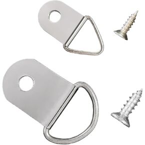 200 Pcs Heavy Duty D-Rings Picture Hangers, Double Hole D-Rings with Screws Bulk for Hanging Photo, Paintings, Artwork, Mirror, Clock and etc (200 Screws Included) (200)