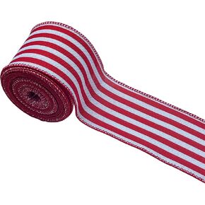 Black White Stripe Wired Ribbon Decorations for Christmas Tree, Xmas Striped Ribbon for Gift Wrapping DIY Crafts Farmhouse Home Garland Wreath Party Decor, 2.5" x 10 Yard x 1 Roll