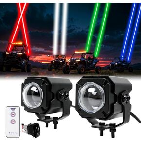 2PCS Whip Lights,Spot Beam Pod Lights Whipless Whip Light Kit for Side by Side with Switch & Remote RGBW Whipless LED Whip Lights for ATV UTV Can am Polaris RZR SXS Golf Cart Jeep Truck Dune 4x4 Boat
