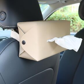 Car Tissue Holder for 120 Standard Tissue, Viaviat Leather Tissues Box Cover for Car Backseat, Rectangle Napkin Organizer Extra Large Tissue Box Storage Daily Use Fits Regular Size Tissues (Black)