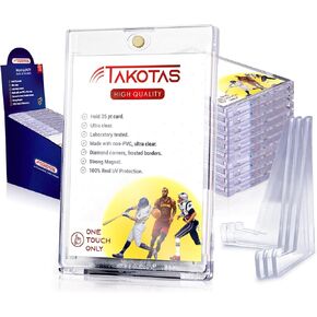 35pt Magnetic Card Holder for Trading Cards | Pack x 10 | Standard One Touch Card Holder | Baseball | Card Protectors | Super Hard | Clear Cases for Sport and Trading Cards | Premium Quality in Saudi Arabia