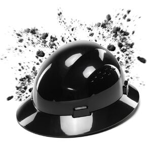 COOLJOB Full Brim Hard Hat, OSHA Construction Work Approved, HDPE Safety Helmet with 4 Point Adjustable Ratchet Suspension, Class E, G & C
