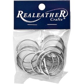 Realeather Crafts BKR12510 Split Key Rings (10 Pack), 1.25", Nickel
