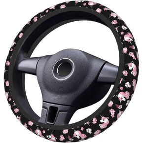 Car Steering Wheel Cover Universal Neoprene Anti Slip Car Accessories Decorative Wheel Protector 15 Inch - Pink Halloween Bats