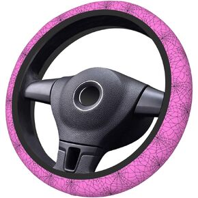 Car Steering Wheel Cover Universal Neoprene Anti Slip Car Accessories Decorative Wheel Protector 15 Inch - Pink Halloween Bats