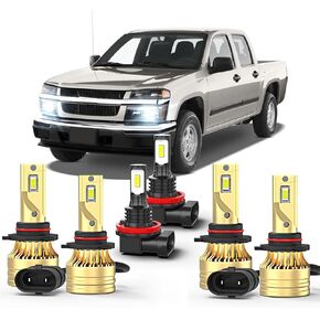 Compatible For Chevy Colorado LED Light Bulbs 2004 2005 2006 2007 2008 2009-2012, 9005 High Beam 9006 Low Beam + H11/9045 Fog Lights Combo, 6000K,500% Brightness, Plug and Play,Pack of 6