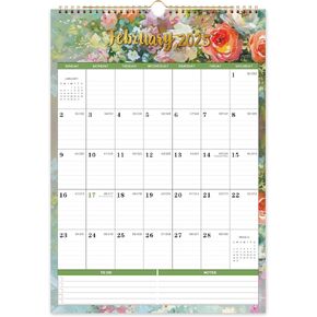 2025 Calendar - Wall Calendar 2025, Jan.2025 - Dec.2025, 12"x17", 2025 Wall Calendar with Twin-Wire Binding + Hanging Hook + Large Ruled Blocks with Julian Dates