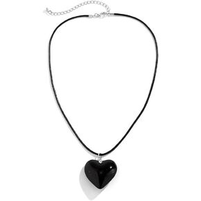 Fuqimanman2020 Chunky Big Love Heart Choker Necklace Pendant Adjustable Velvet Chain Glass Crystal Heart for Wome Y2K Jewelry Accessories