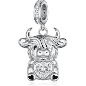 Highland Cow Charms 925 Sterling Silver Cow Charms for Bracelet Highland Cow Gifts Highland Cow Jewelry for Women