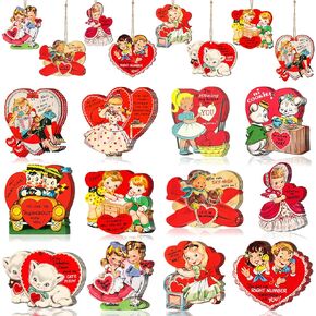 36pcs Vintage Christmas Ornaments for Tree Decorations – Wooden Retro Ornaments Cutouts with Girl, Snowman, Santa, Reindeer Christmas Decor for Xmas Tree, Home, Office