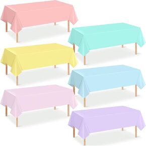 12Pcs Pastel Tablecloths, Rainbow Mix Color Plastic Tablecloth Disposable Rectangle Table Covers for Baby Shower,Bridal,Wedding, Easter,Birthday and Ice Cream Party Decoration, 54 x 108 Inch