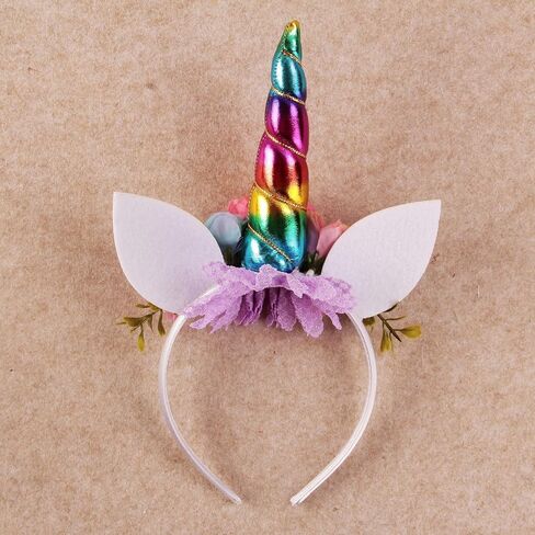 Nishine Glitter Unicorn Headband Simulation Cherry Flower Crown Tiara for Girls Headwear Costume in Saudi Arabia