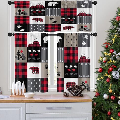 Christmas Winter Kitchen Curtains Happy New Year Snowflakes Blue Window Curtains Valance and Tier Set 36 Inch Rod Pocket Short Tier Curtain for Room Kitchen Decor in Saudi Arabia