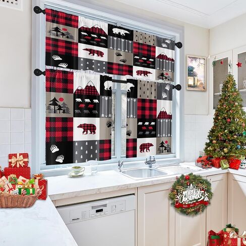 Christmas Winter Kitchen Curtains Happy New Year Snowflakes Blue Window Curtains Valance and Tier Set 36 Inch Rod Pocket Short Tier Curtain for Room Kitchen Decor in Saudi Arabia