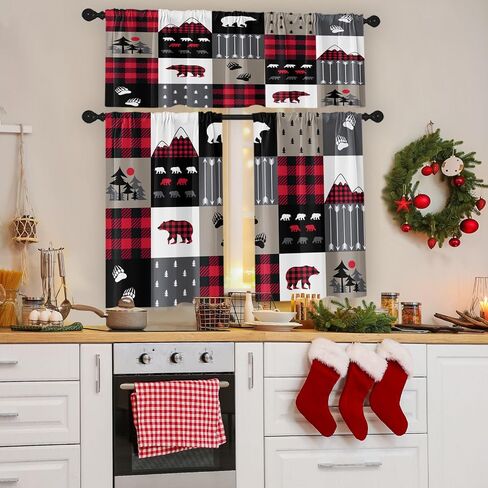 Christmas Winter Kitchen Curtains Happy New Year Snowflakes Blue Window Curtains Valance and Tier Set 36 Inch Rod Pocket Short Tier Curtain for Room Kitchen Decor in Saudi Arabia