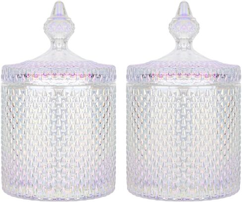 R FLORY 10+24 oz Glass Jars Set of 2 Bathroom Canisters Storage Organizer Cute Qtip Holder Vanity Canister with Lid Cotton Swabs Storage (Purple) in Saudi Arabia