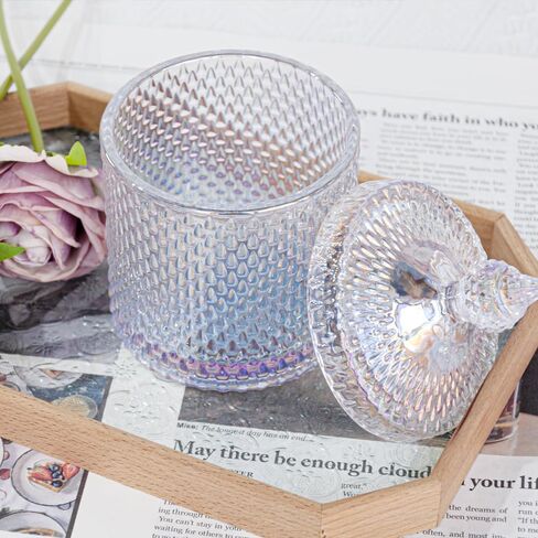 R FLORY 10+24 oz Glass Jars Set of 2 Bathroom Canisters Storage Organizer Cute Qtip Holder Vanity Canister with Lid Cotton Swabs Storage (Purple) in Saudi Arabia