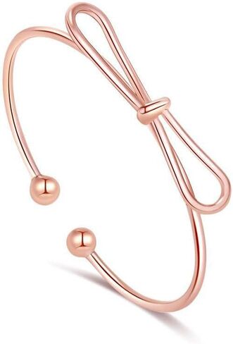 Gold Bow Bangle for Women Trendy Bowknot Open Cuff Bangle Bracelets Wedding Bridesmaid Prom Gift in Saudi Arabia
