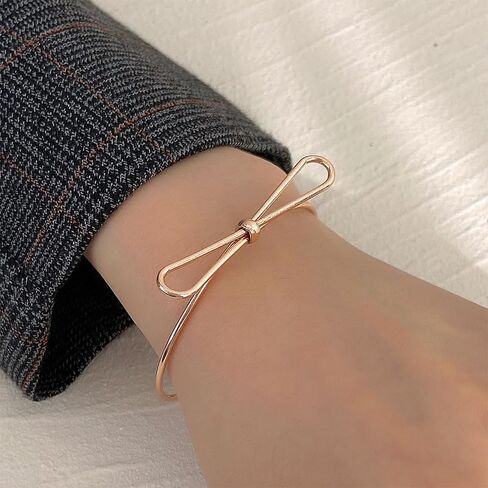 Gold Bow Bangle for Women Trendy Bowknot Open Cuff Bangle Bracelets Wedding Bridesmaid Prom Gift in Saudi Arabia