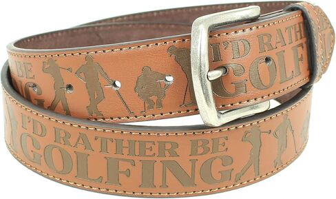 I'd Rather Be Leather Belt Strap and Metal Buckle 1.5" Wide with Snaps - Great Gift for Golfing, Hunting, Fishing, Gaming in Kuwait