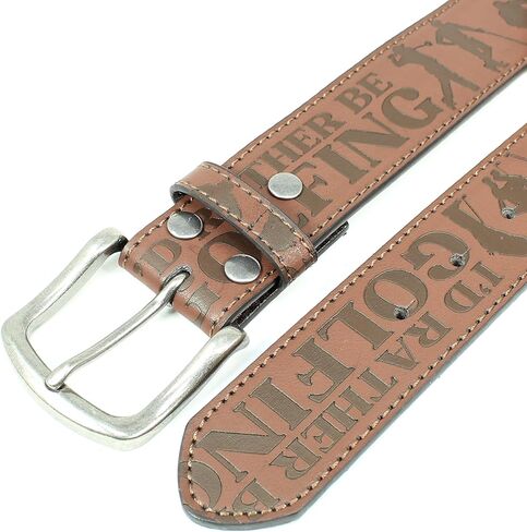 I'd Rather Be Leather Belt Strap and Metal Buckle 1.5" Wide with Snaps - Great Gift for Golfing, Hunting, Fishing, Gaming in Kuwait