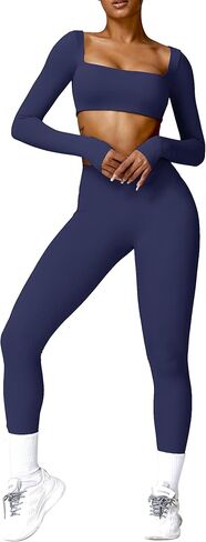 مجموعات تجريب للنساء قطعتين بأكمام طويلة وسراويل اليوغا وتتسابق عالية الخصر طماق واسعة مجموعات الصالة الرياضية in Kuwait