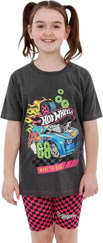 Hot Wheels Shirt And Shorts | Girls Summer Outfits | Race Cars Girls Tshirts and Short Sets | Girls Clothing Sets in Saudi Arabia